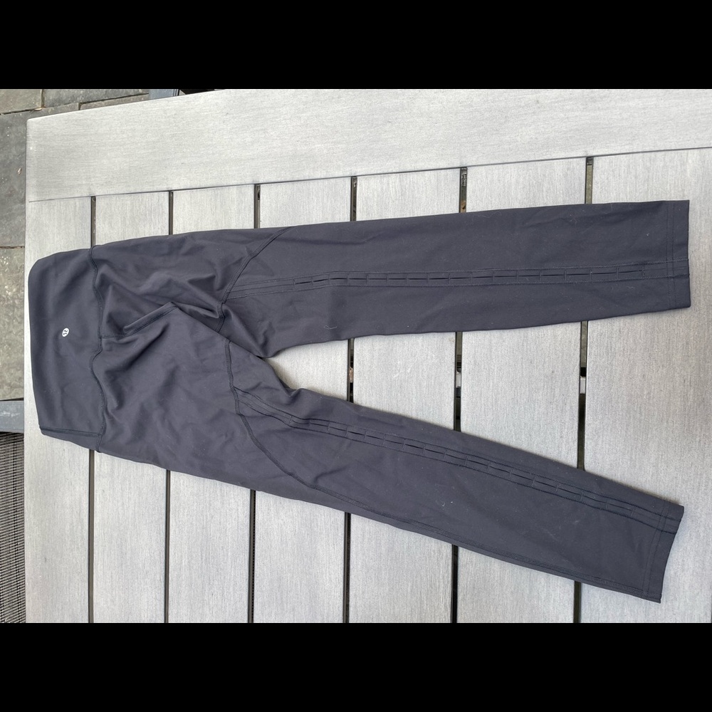 Lululemon Black Leggings with Hole Detailing down the Back